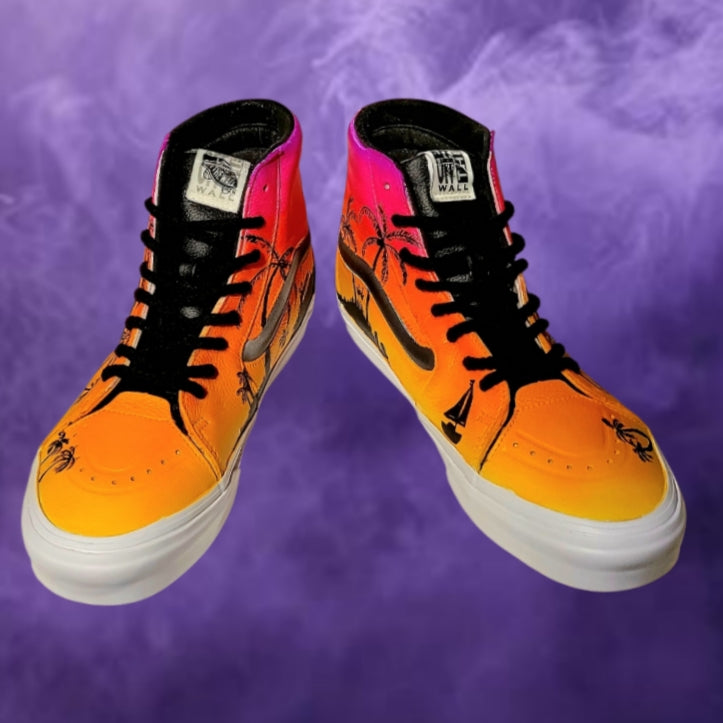 Custom Sunset Vans Sk8-Hi - Size 12 Men's