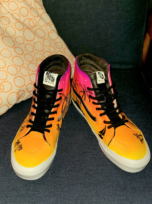 Custom Sunset Vans Sk8-Hi - Size 12 Men's